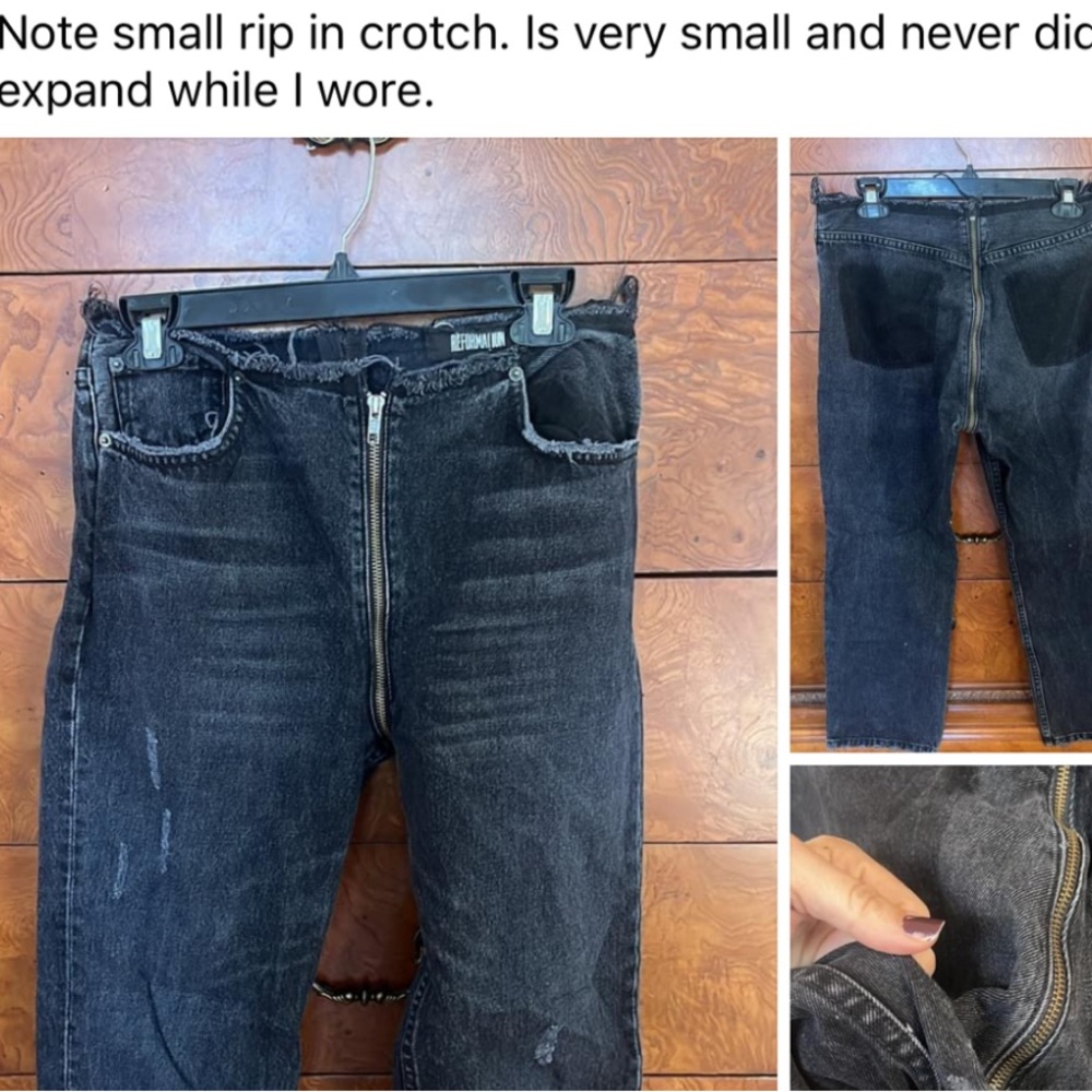Reformation black zipper jeans